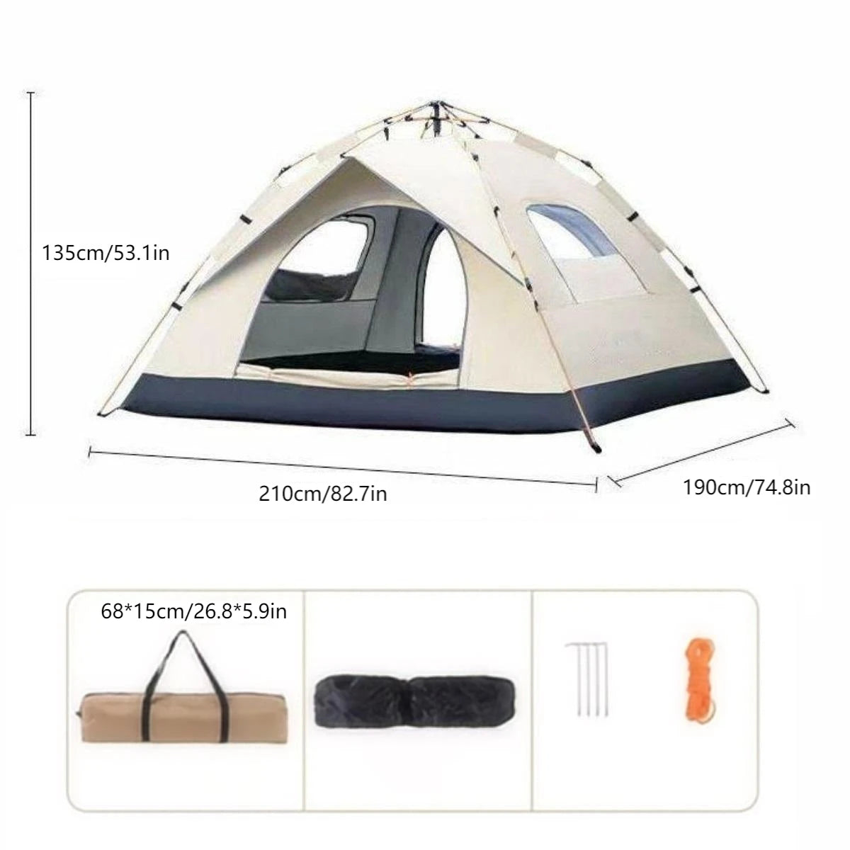 Pakicetus Quick Opening Outdoor Shelter Sunshade Camping Tent Waterproof
