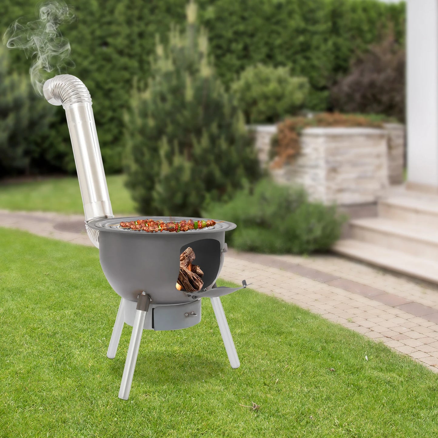 NONED Wood Burning Stove With Grill Rack Portable Camp Stove