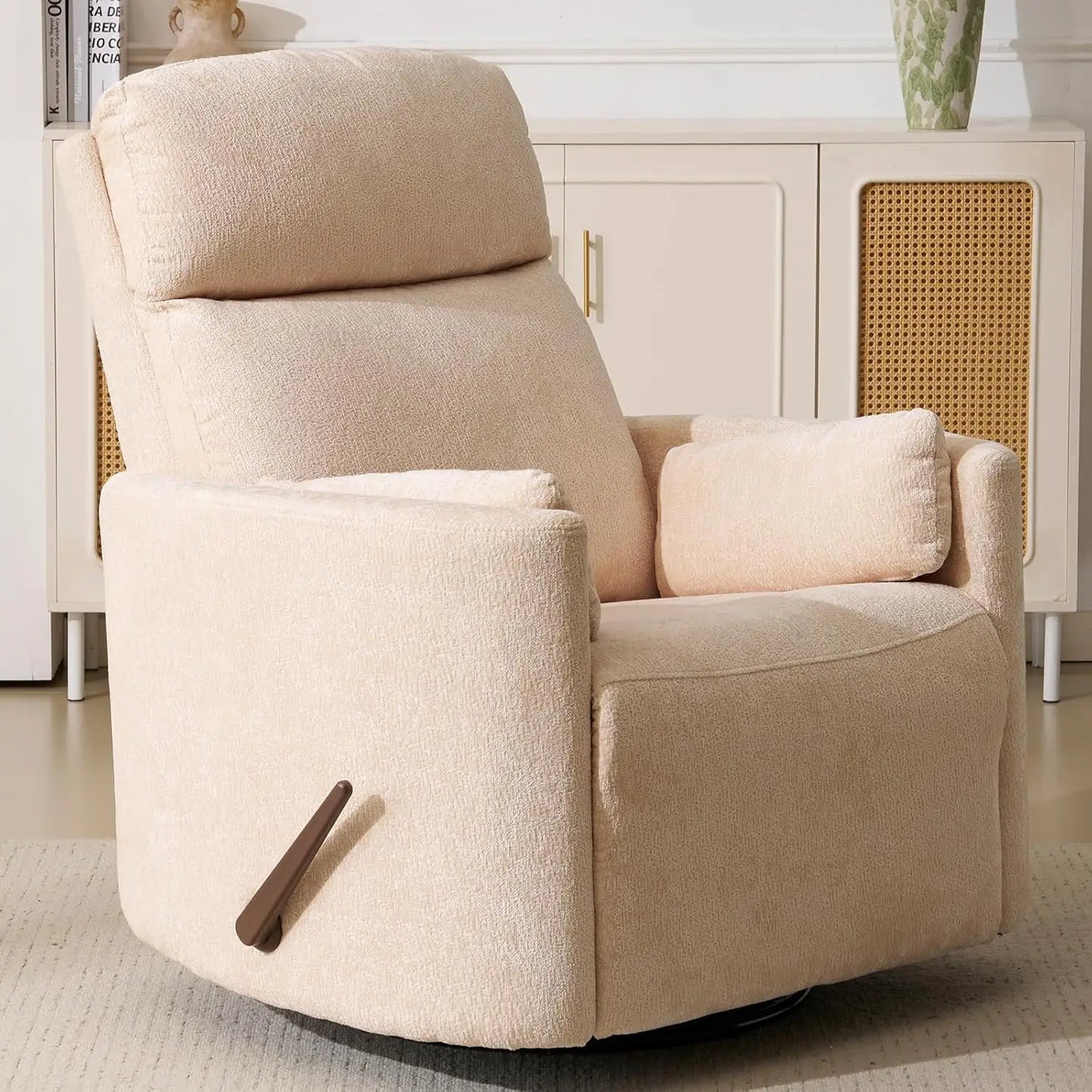 Oversized Swivel Rocker Recliner with Massage and Heat, Swivel Nursery Recliner with Adjustable Headrest, Manual, Customized