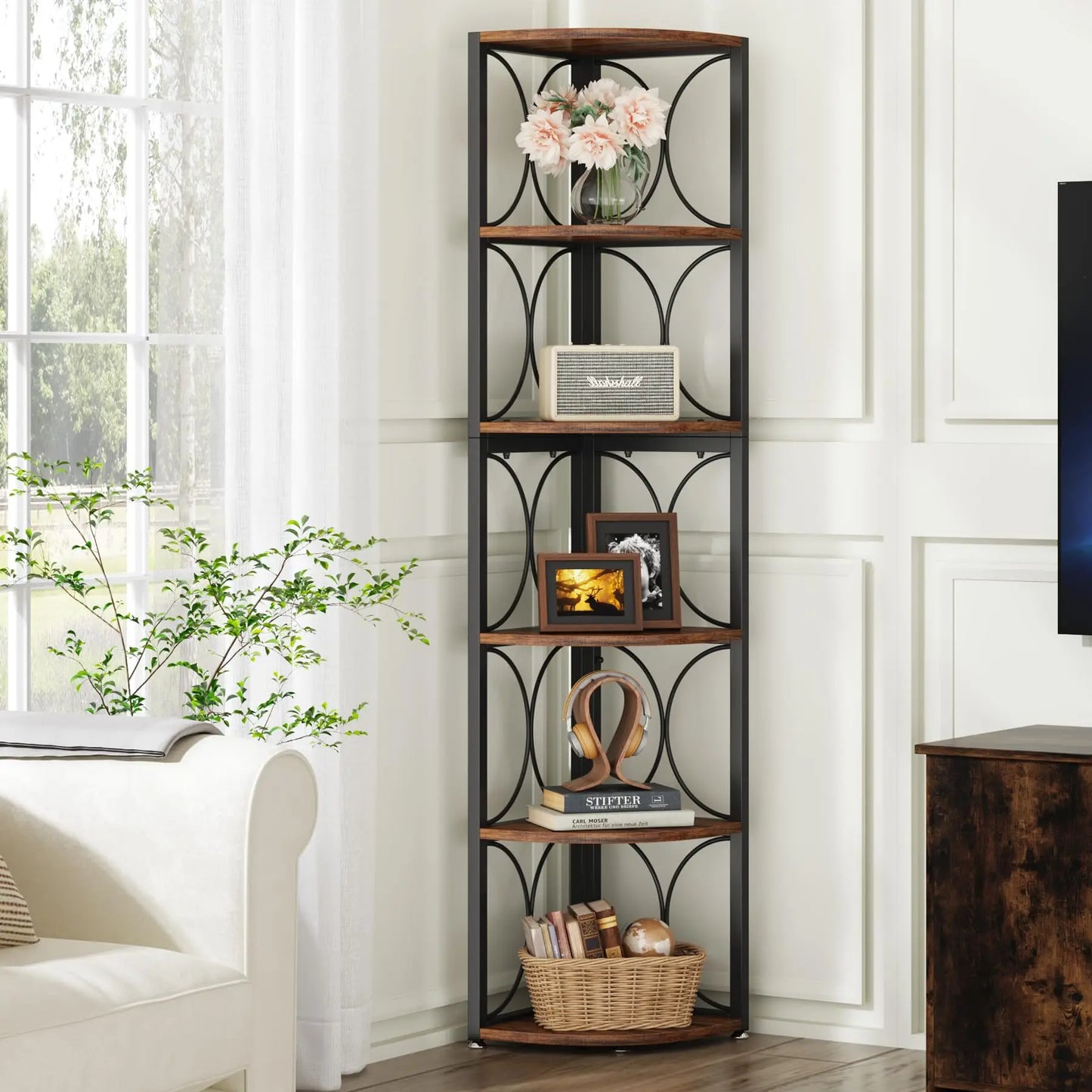Tribesigns Six Tier Corner Shelf Bookcase Storage Unit