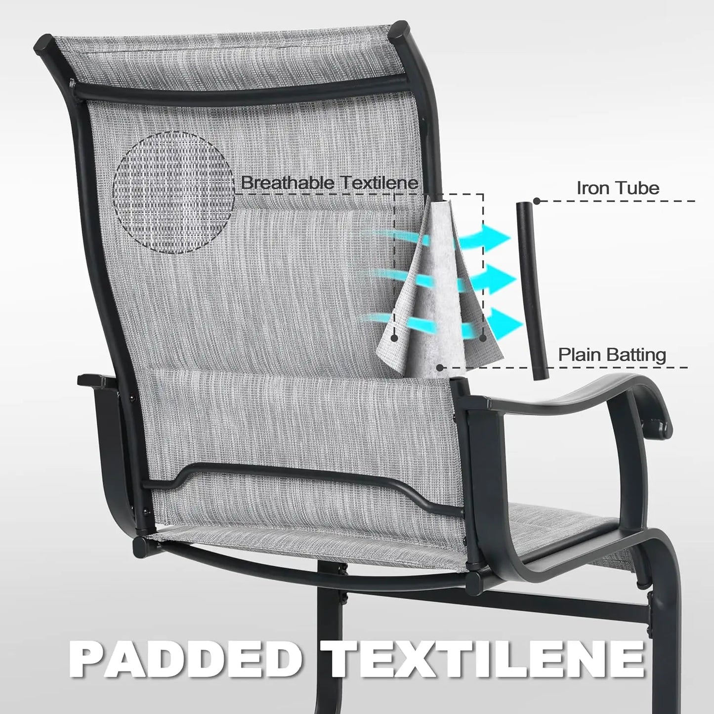 Patio Dining Chairs Set Outdoor All Weather Textilene High Back