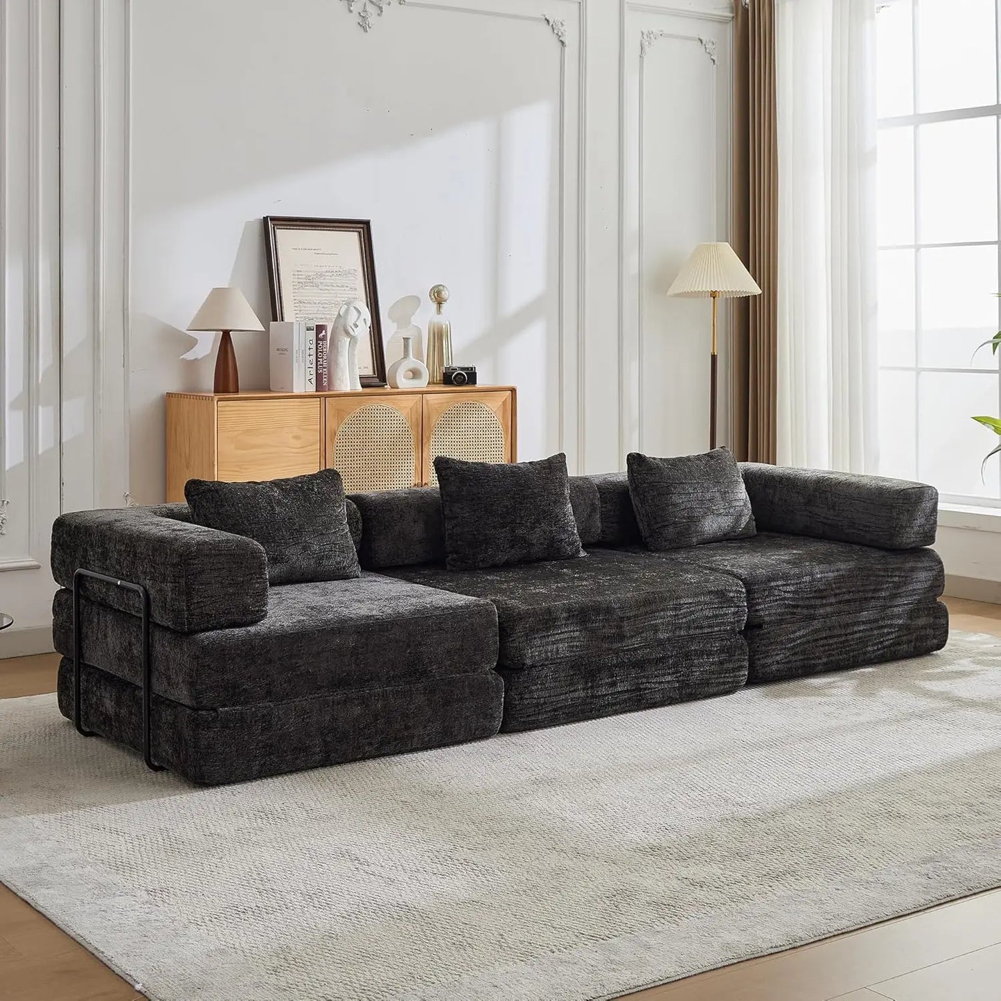 Corduroy Convertible Sofa Bed With Pillows