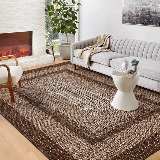 HiMISS Washable Polyester Area Rug for Living Room Non Slip