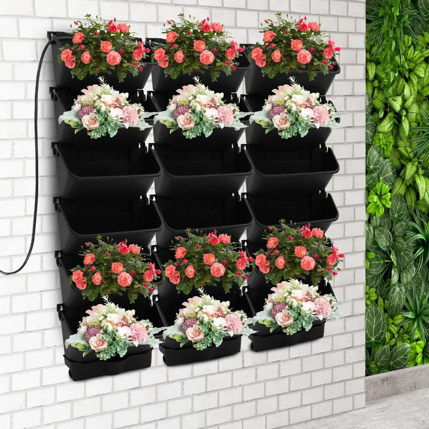Self-Watering Wall-Mounted Planter Set With 18 Pots