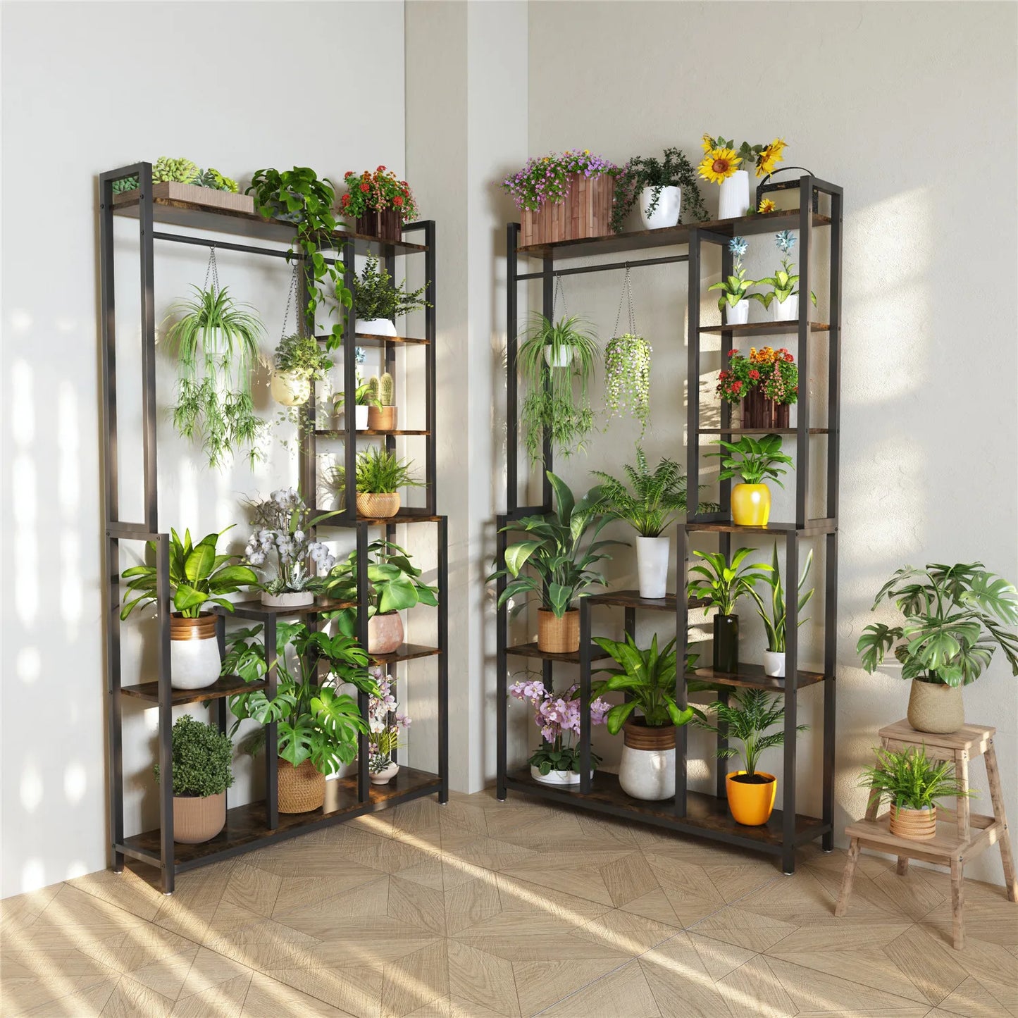 BINGOPAW Vintage Indoor Plant Stand and Coat Rack Storage Shelf