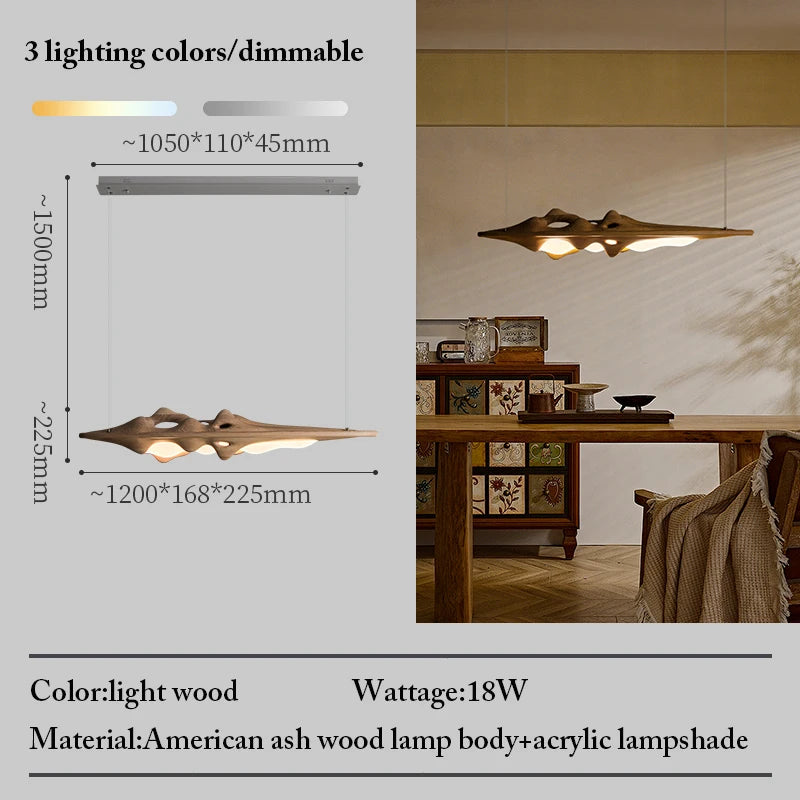 Artpad Solid Wood LED Pendant Light for Dining and Kitchen