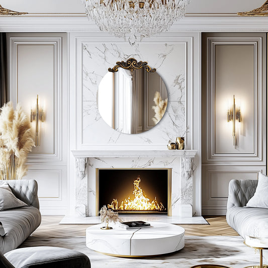 Oval Mirror for Wall,Vintage Mirror, Arched Mirror,Wall-Mounted Baroque Mirror  for Entryway, Fireplace, Living Room, Hallway