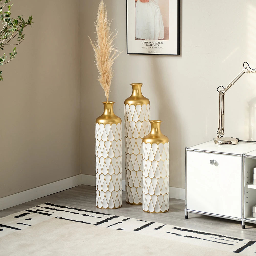 TWISTER.CK Floor Metal Vase Set, Modern Drop-Shaped Standing Vases