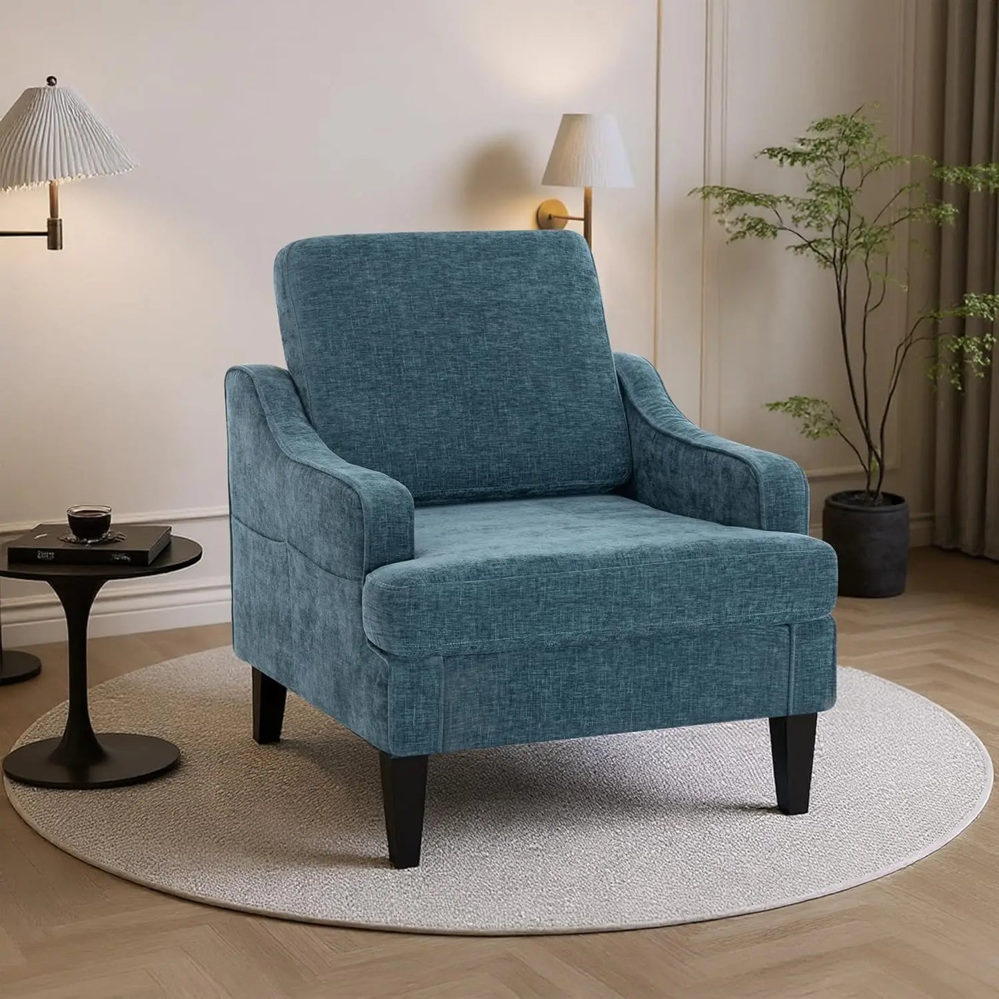 MOYU Accent Chairs Set of 2 Chenille Upholstered Armchairs