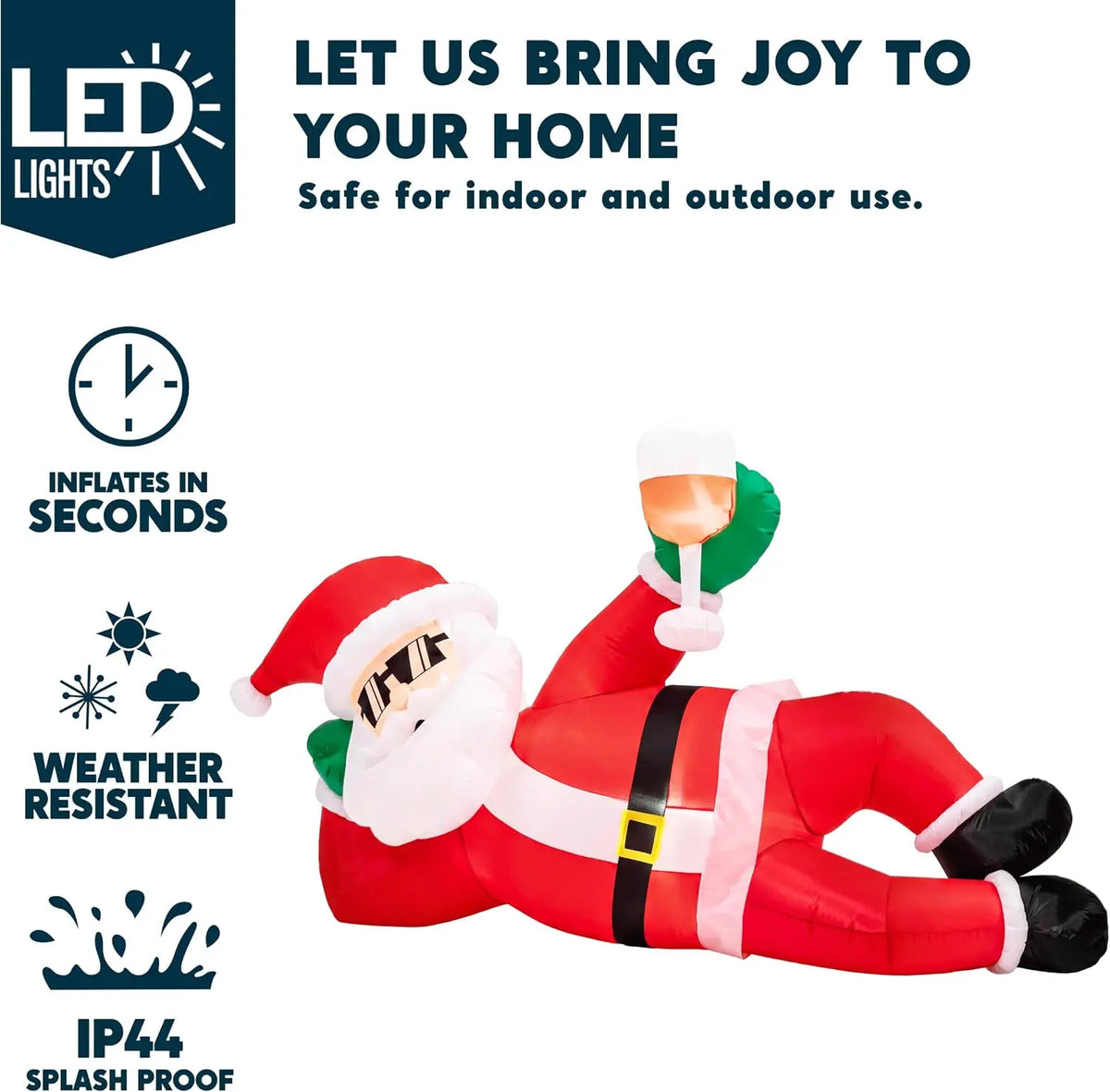 Joyfy Giant Inflatable Santa Christmas Decoration With LED Lights