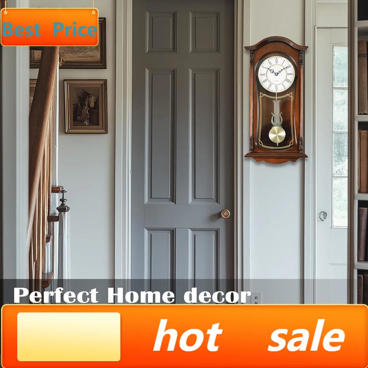 Grandfather Wall Clock With Pendulum And Chime