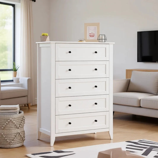Chic 5 Drawer Dresser, Contemporary Storage Organizer For Bedrooms