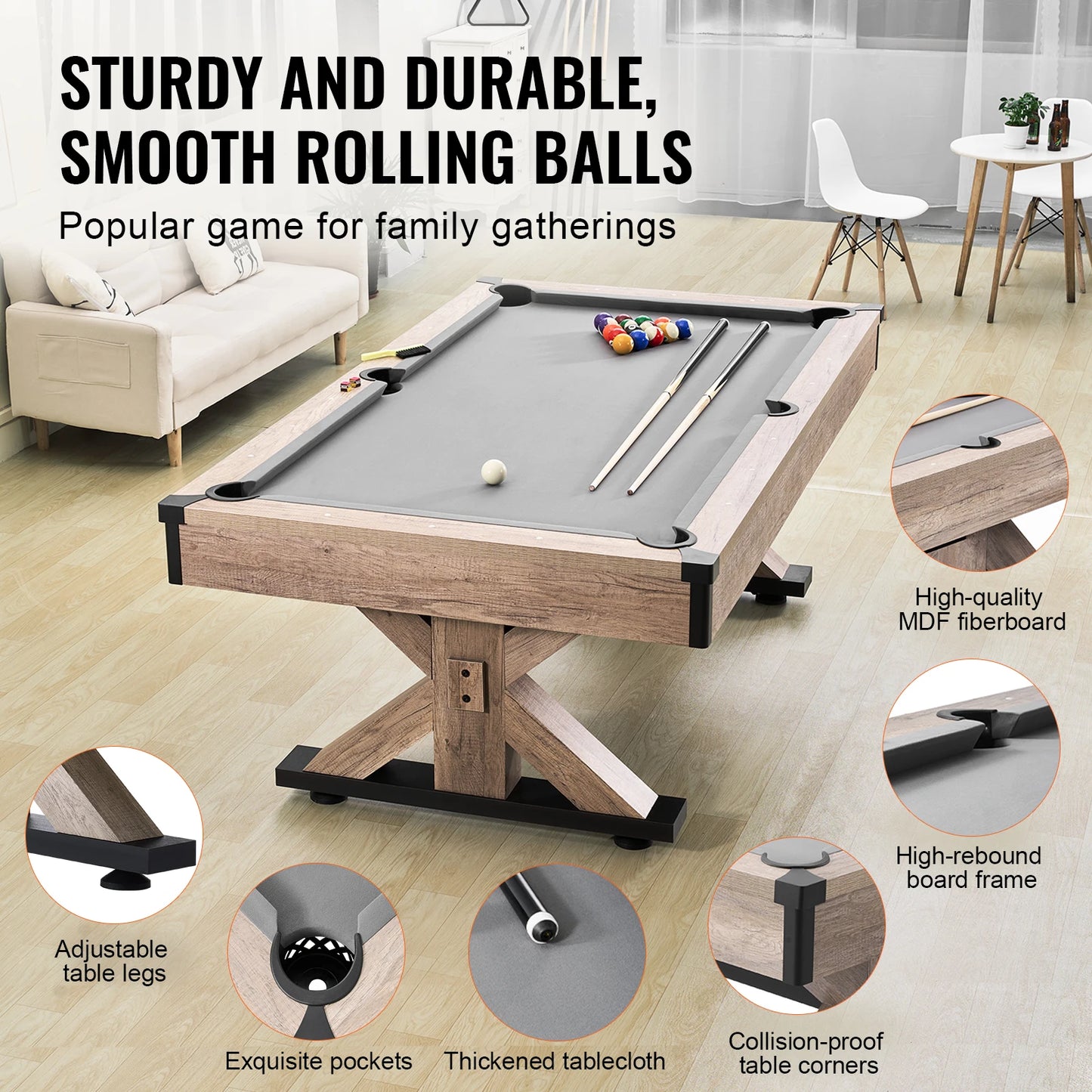 VEVOR 3-In-1 Billiards Table Combo With Pool And Tennis