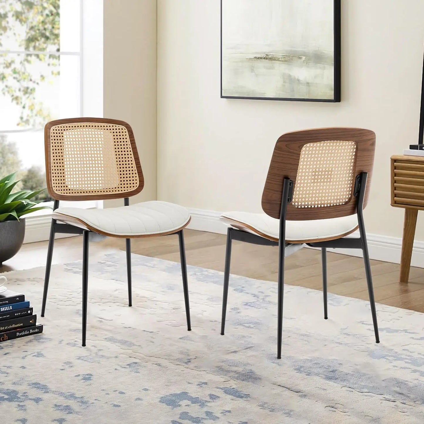 Mid Century Modern Dining Chairs Walnut Bentwood Upholstered Seats