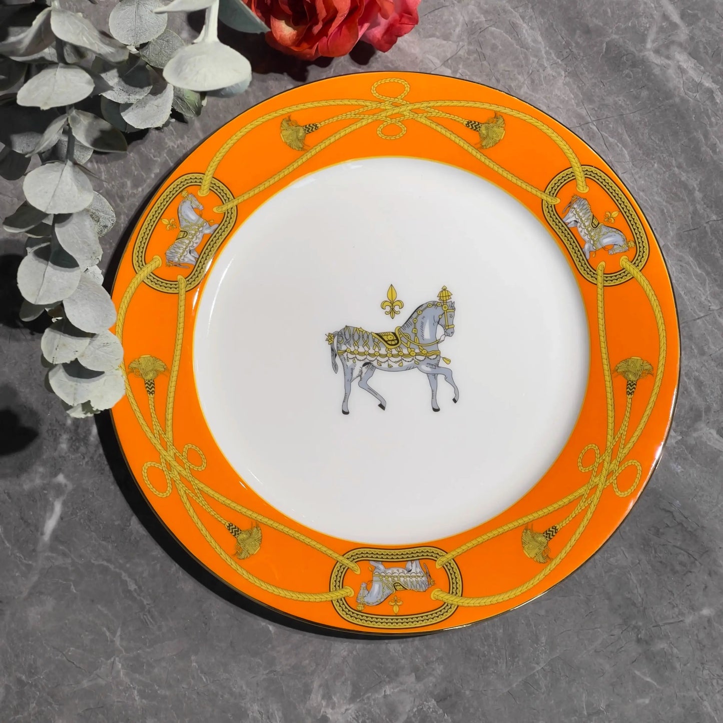 Light luxury bone china war horse western food plate personalized steak plate afternoon tea snack plate dinner plate coffee cup