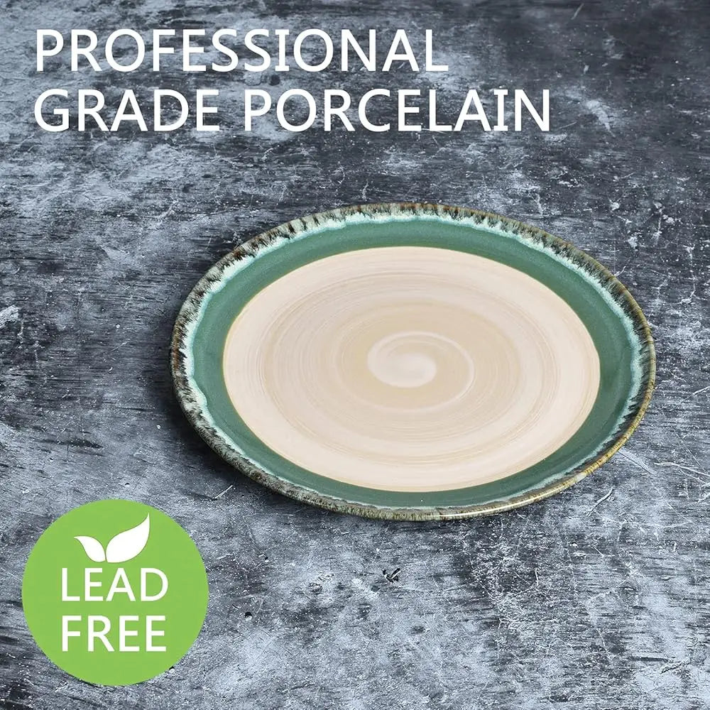 BONJEAN Stoneware Dinnerware Set For Four, 12 Pieces, Reactive Glaze