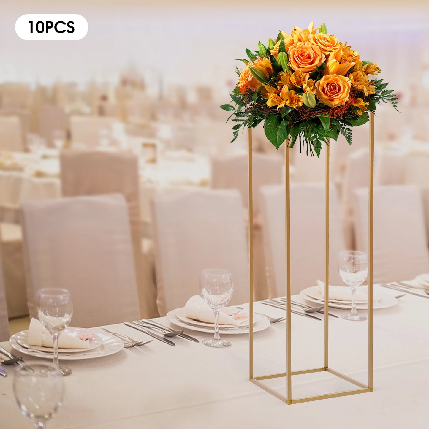 10Pcs Metal Flower Display Stand 80cm Tall Geometric Wedding Column Rack for Wedding Centerpieces Party Events Decor,Load 10kg