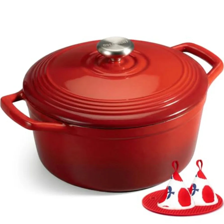 Enameled Cast Iron Dutch Oven Lid Includes Cookbook And Potholders