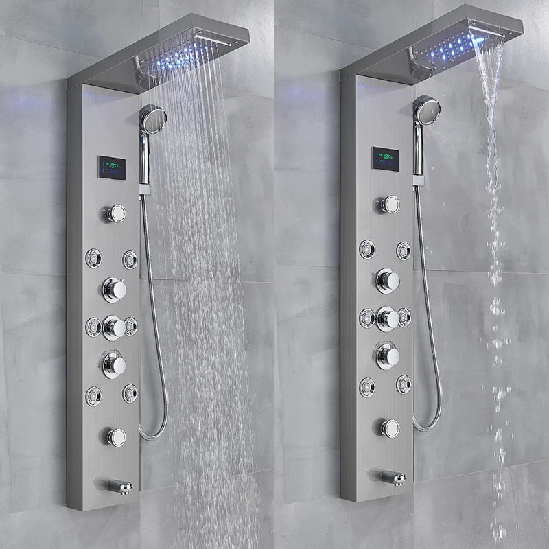Wanmivezlo LED Bath Shower Faucet Set Triple Handle With Temperature Display