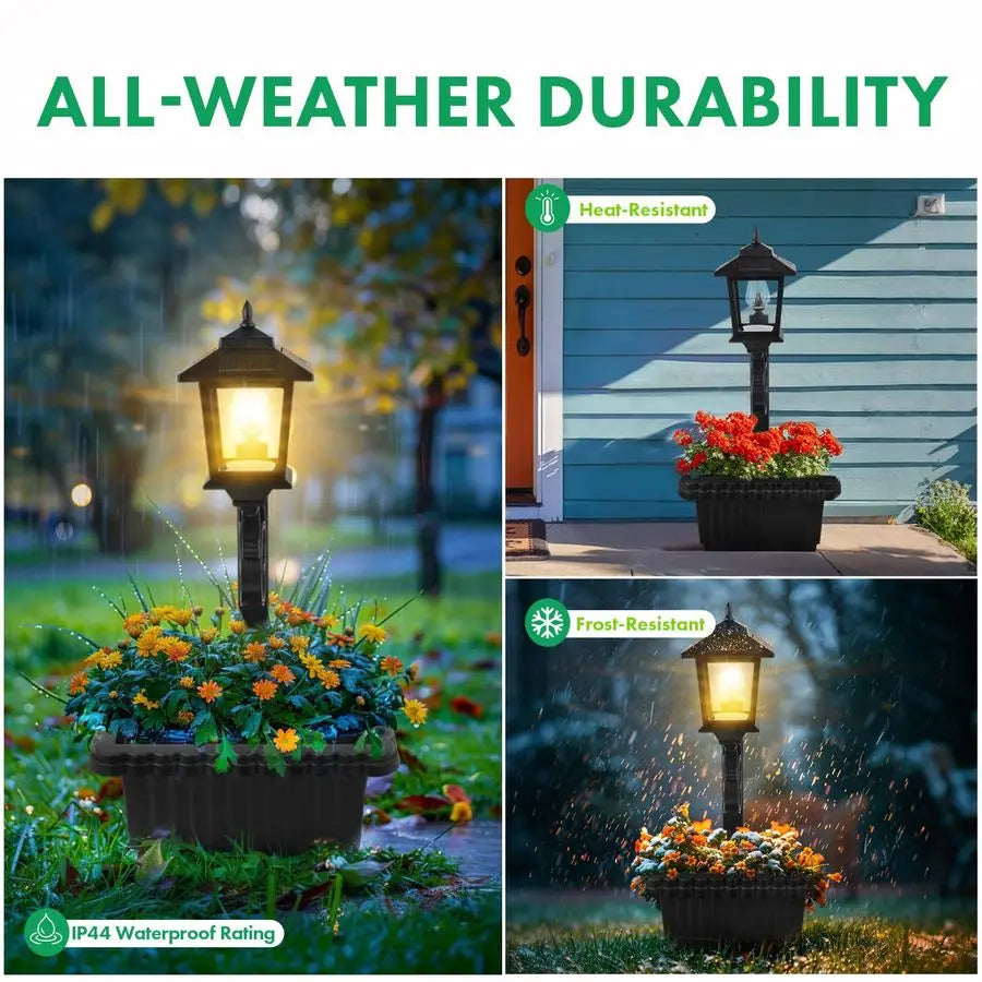 Two Pack Solar Lamp Post Light With Planter