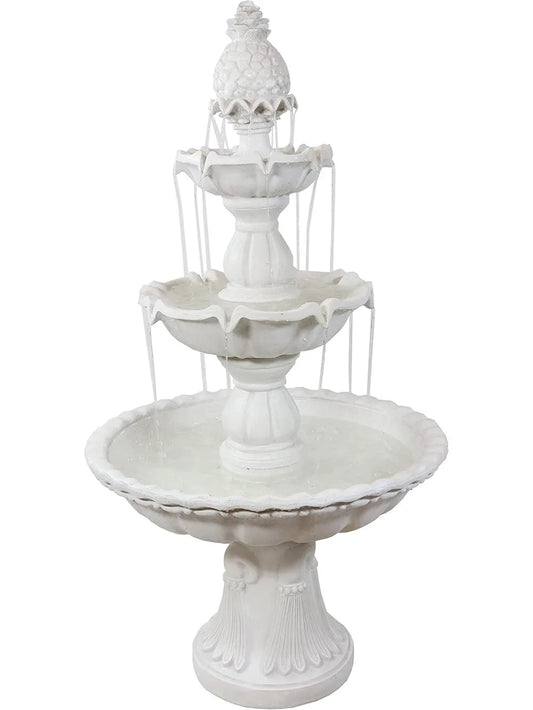 Welcome 3-Tier Water Fountain For Garden Outdoor Pineapple Topper