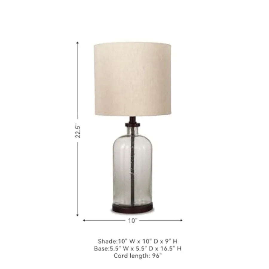 Bandile Modern Farmhouse 22.5" Seeded Glass Table Lamp, Bronze
