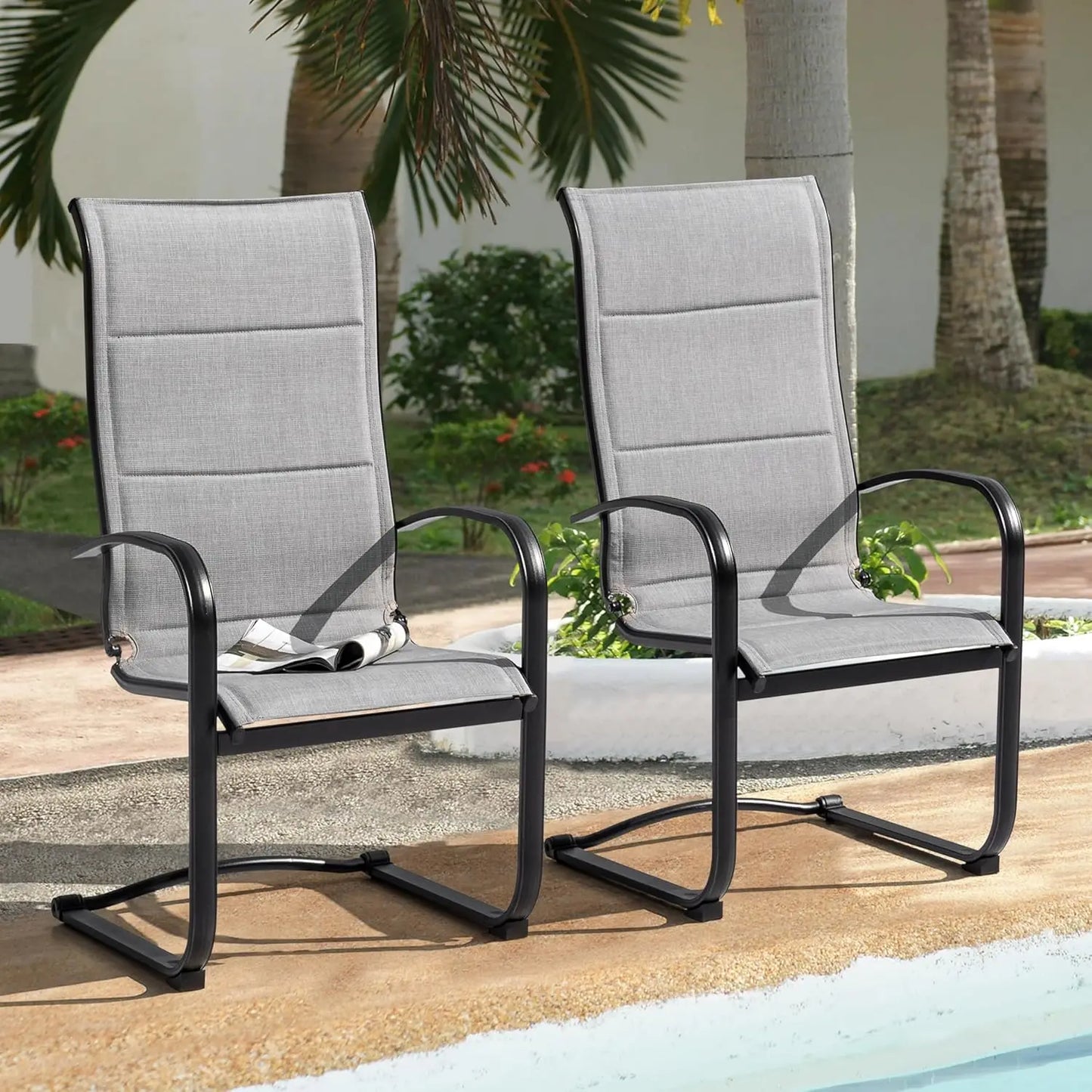 Patio Dining Chairs Set Outdoor All Weather Textilene High Back