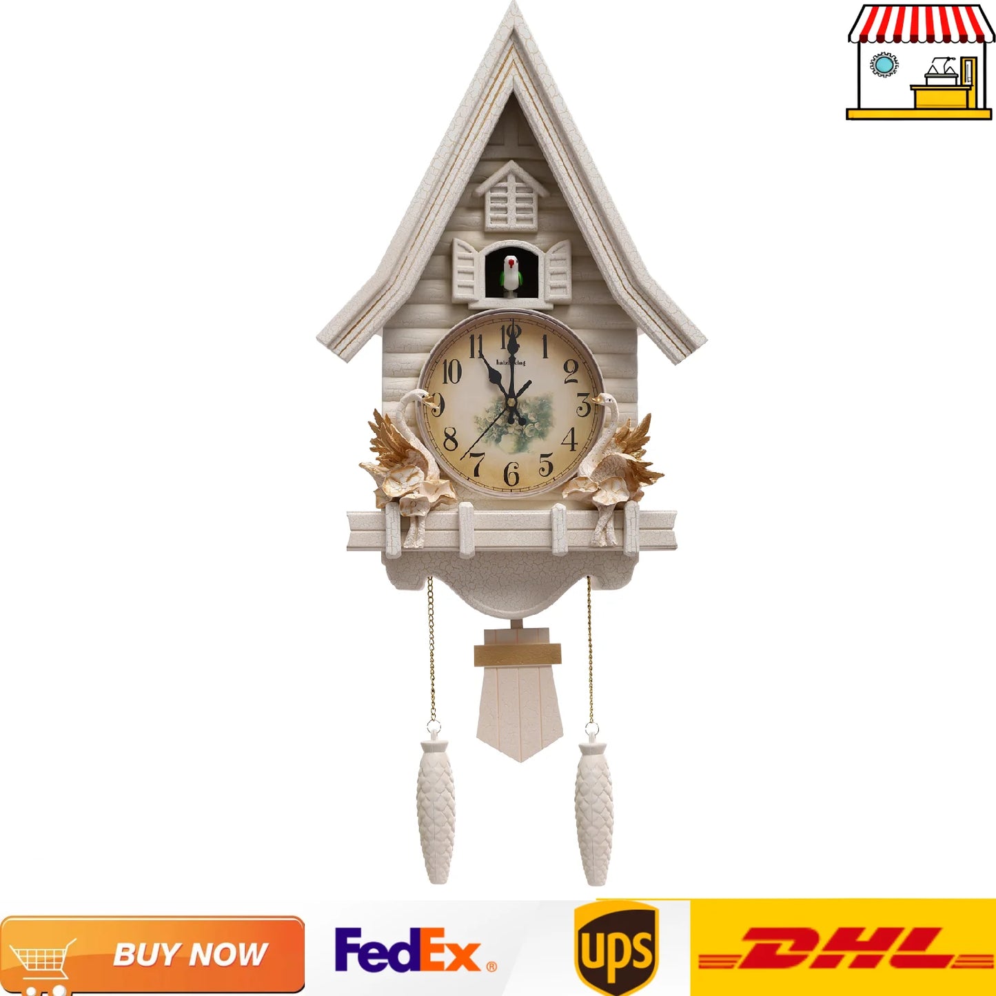 Cuckoo Wall Clock Battery Operated Antique Style Classic