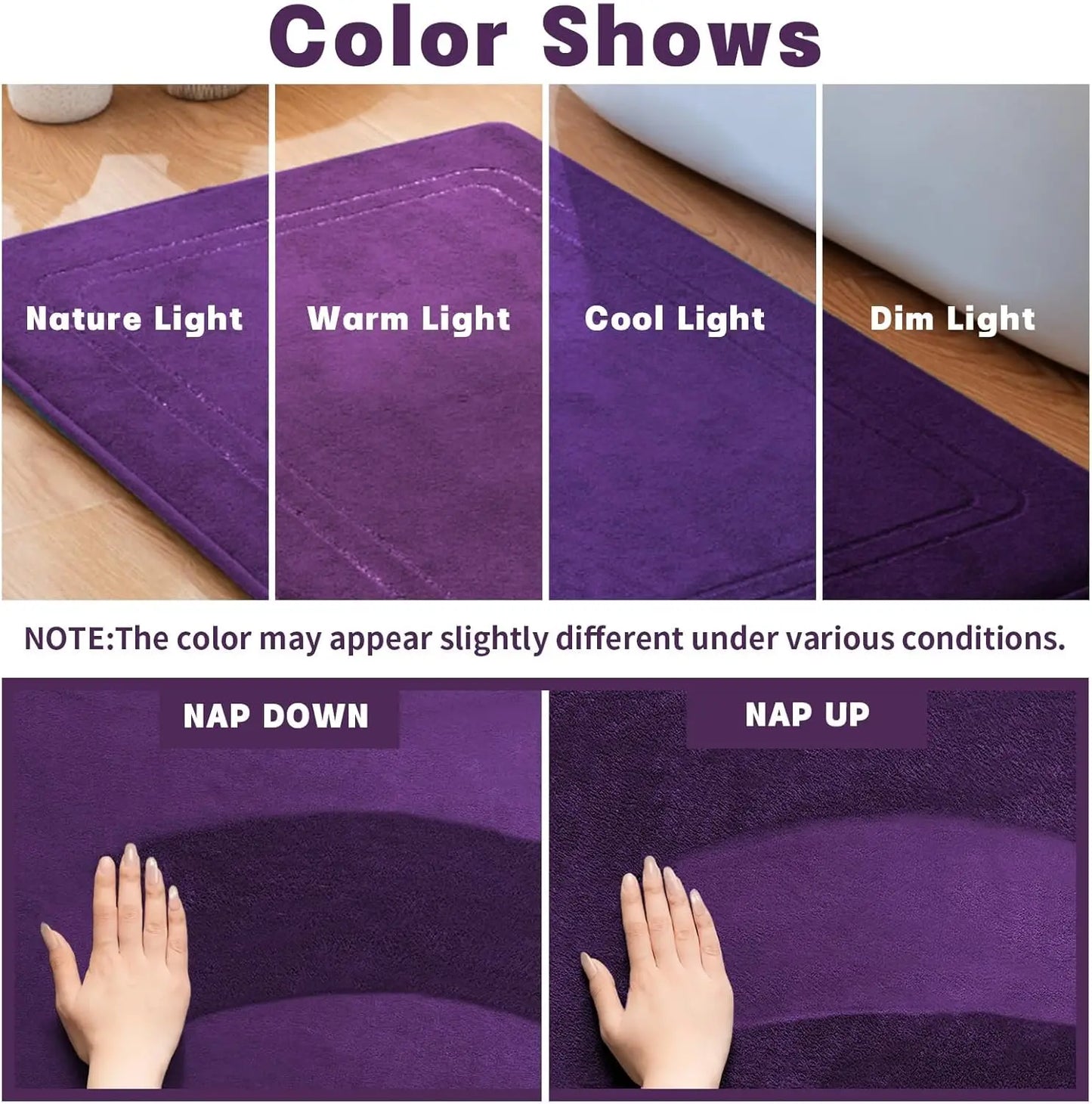 Memory Foam Bath Mat Set Three Piece Non Slip Rugs