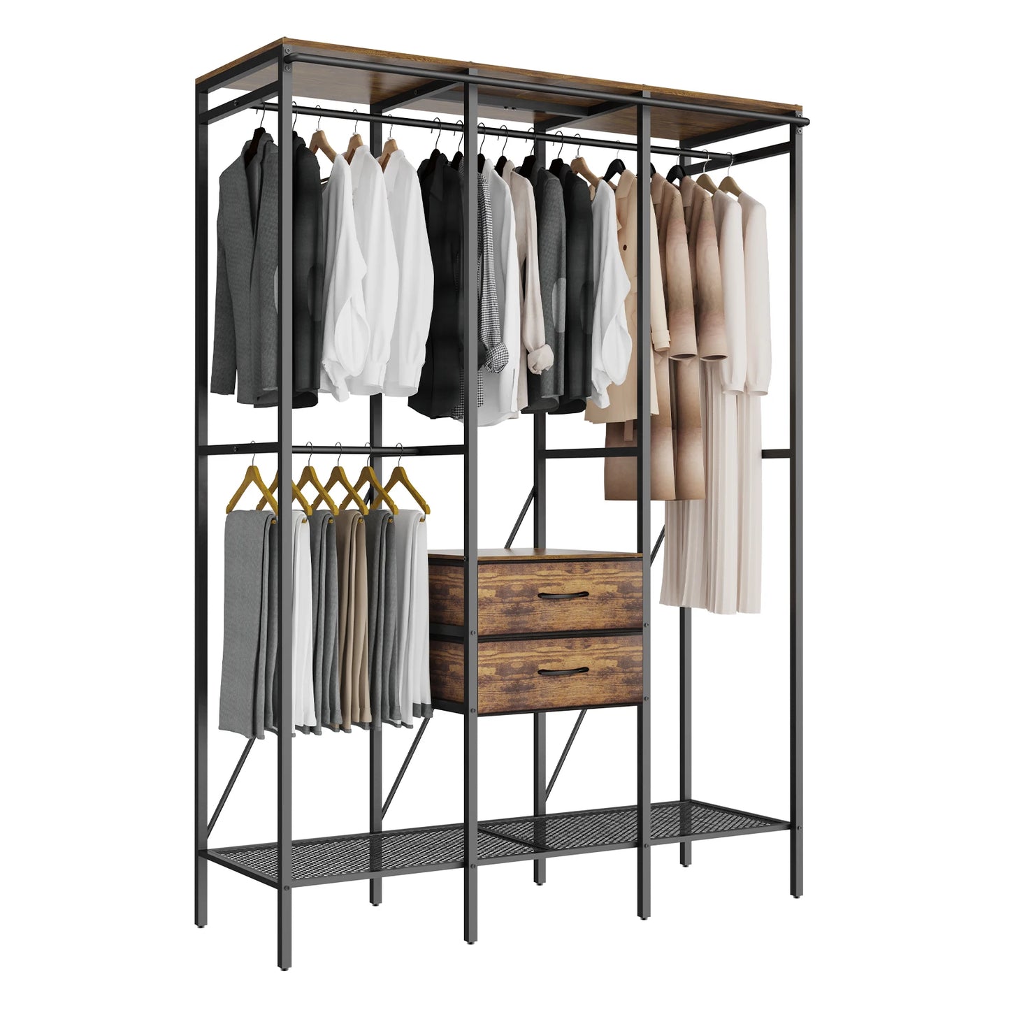 Heavy Duty Clothes Rack Coat Stand with Dust-proof Cover for Home Organization And Storage