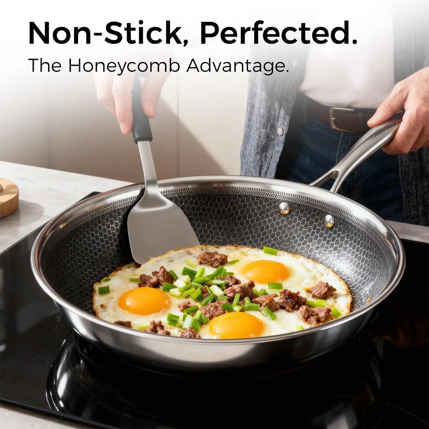 Nonstick 14 Piece Hybrid Hex Stainless Steel Cookware Set