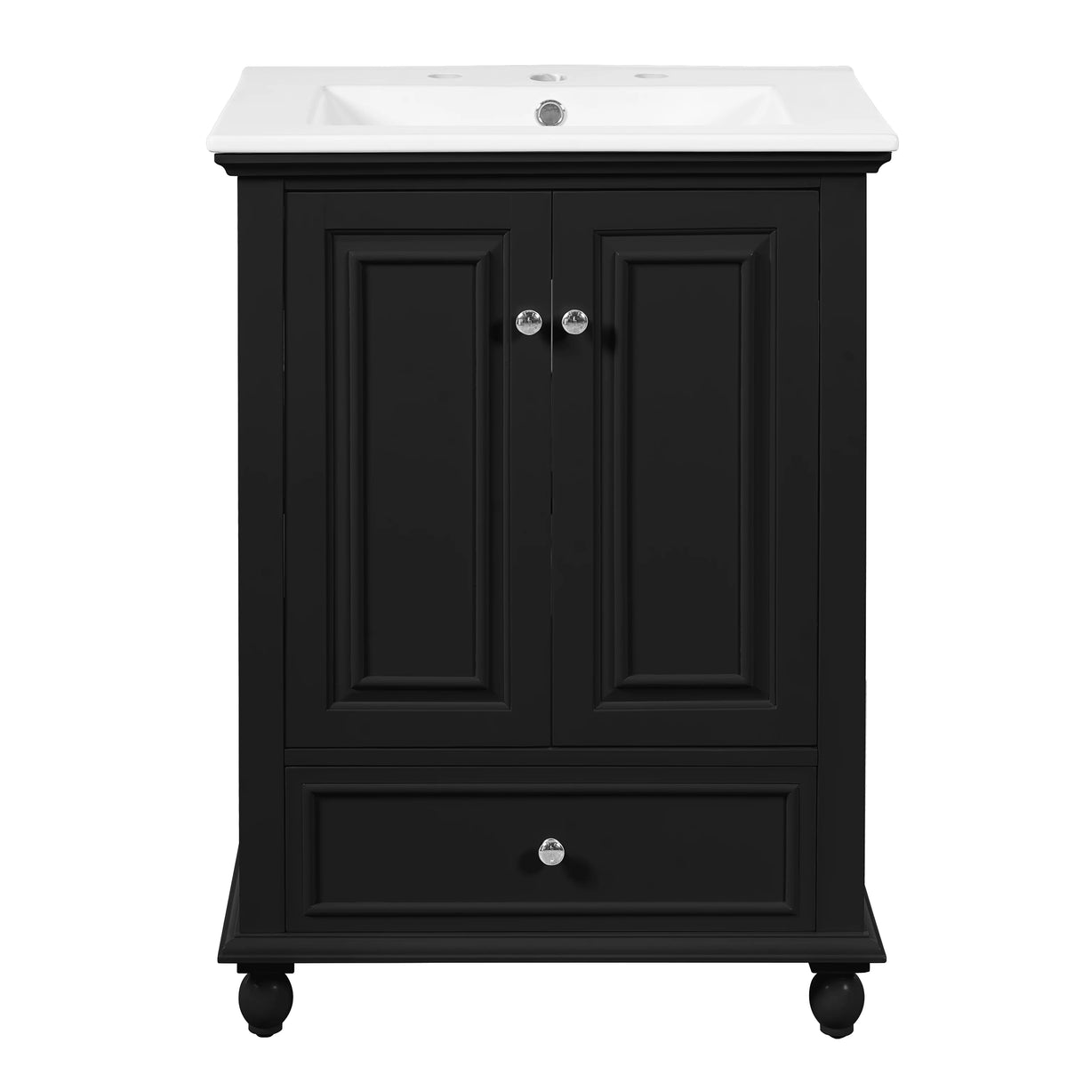 French Vintage Freestanding Bathroom Vanity With Ceramic Sink Storage