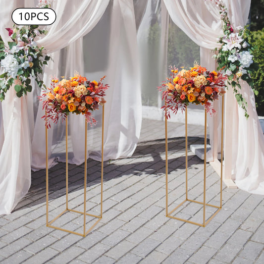 10Pcs Metal Flower Display Stand 80cm Tall Geometric Wedding Column Rack for Wedding Centerpieces Party Events Decor,Load 10kg
