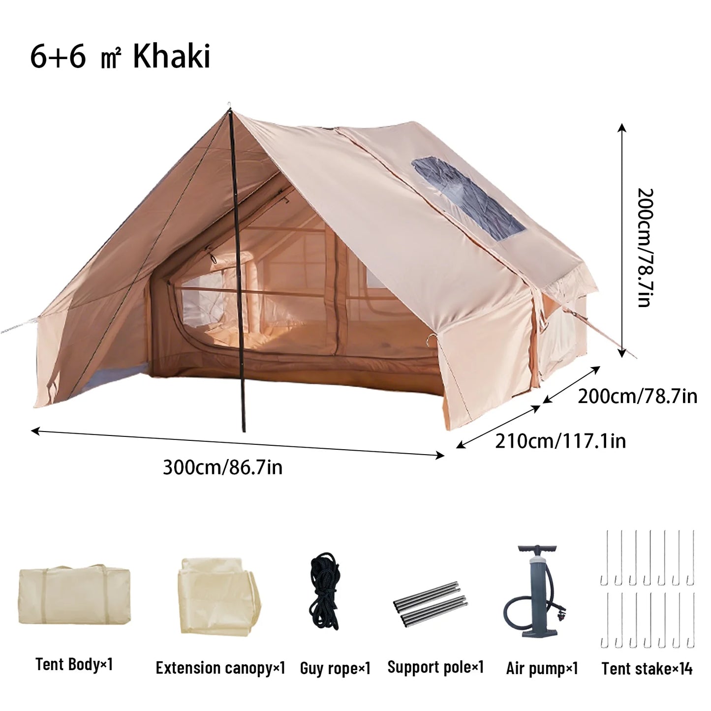 Pakicetus Inflatable Tent With Skylight Quick Setup Four To Six Person